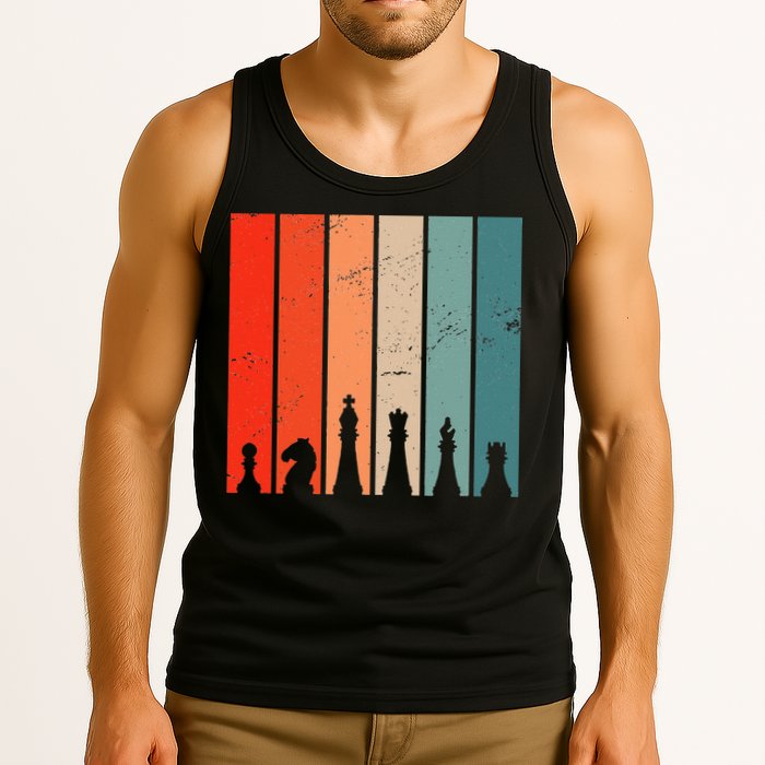 Retro Chess Chessboard Chess Character Chess Pieces Tank Top