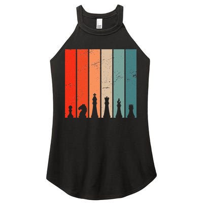 Retro Chess Chessboard Chess Character Chess Pieces Women's Perfect Tri Rocker Tank