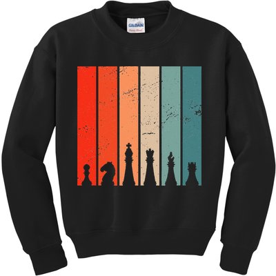 Retro Chess Chessboard Chess Character Chess Pieces Kids Sweatshirt