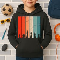 Retro Chess Chessboard Chess Character Chess Pieces Kids Hoodie