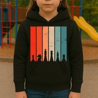 Retro Chess Chessboard Chess Character Chess Pieces Kids Hoodie