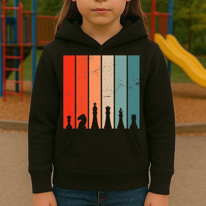 Retro Chess Chessboard Chess Character Chess Pieces Kids Hoodie
