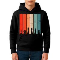 Retro Chess Chessboard Chess Character Chess Pieces Kids Hoodie