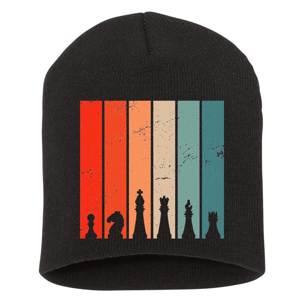 Retro Chess Chessboard Chess Character Chess Pieces Short Acrylic Beanie