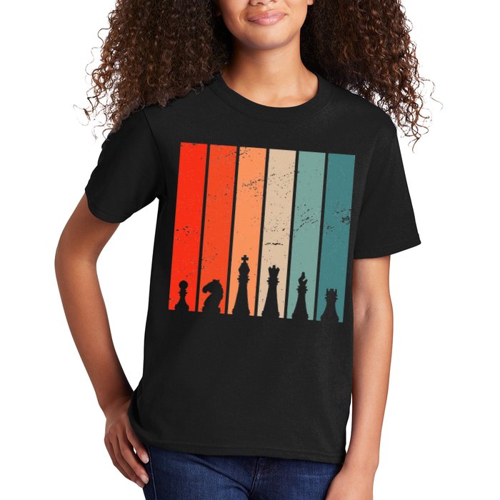 Retro Chess Chessboard Chess Character Chess Pieces Kids T-Shirt