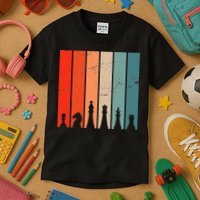 Retro Chess Chessboard Chess Character Chess Pieces Kids T-Shirt