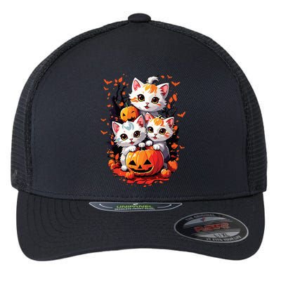 Retro Cute Cat Halloween Funny Season Costume Night Party Flexfit Unipanel Trucker Cap