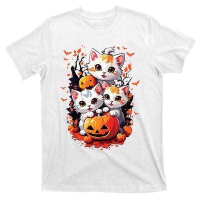 Retro Cute Cat Halloween Funny Season Costume Night Party T-Shirt