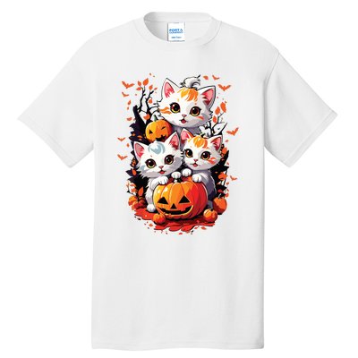 Retro Cute Cat Halloween Funny Season Costume Night Party Tall T-Shirt