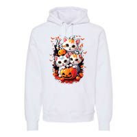 Retro Cute Cat Halloween Funny Season Costume Night Party Premium Hoodie