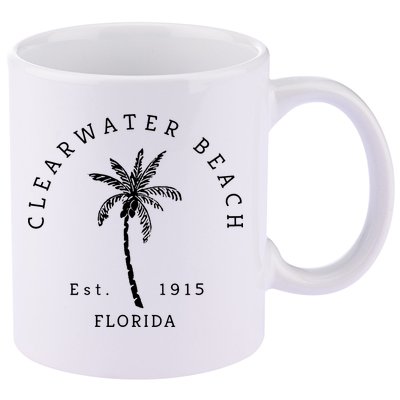 Retro Cool Clearwater Beach Original Florida Beaches 11oz C Handle Ceramic Mug