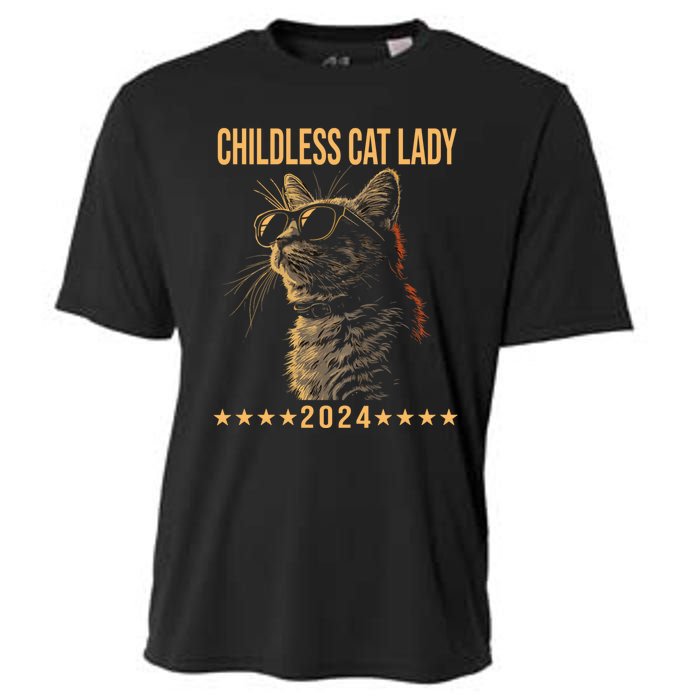 Retro Childless Cat Lady 2024 Ladies Voting Election Cooling Performance Crew T-Shirt