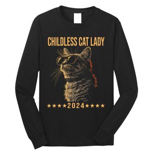 Retro Childless Cat Lady 2024 Ladies Voting Election Long Sleeve Shirt