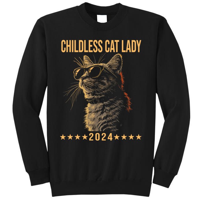 Retro Childless Cat Lady 2024 Ladies Voting Election Sweatshirt