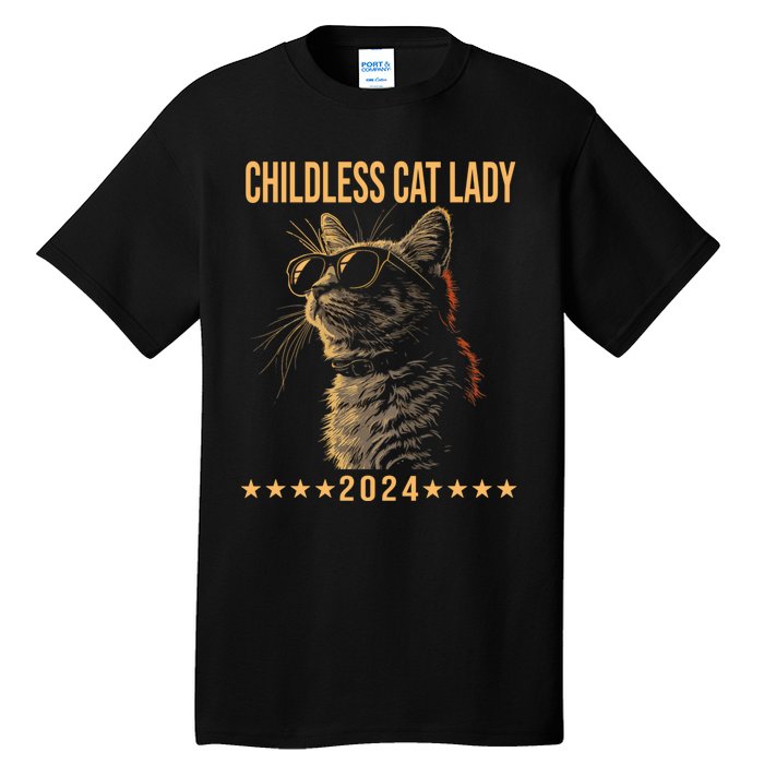 Retro Childless Cat Lady 2024 Ladies Voting Election Tall T-Shirt