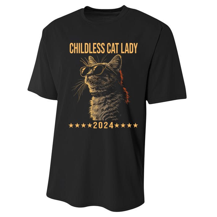 Retro Childless Cat Lady 2024 Ladies Voting Election Performance Sprint T-Shirt