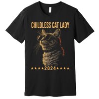 Retro Childless Cat Lady 2024 Ladies Voting Election Premium T-Shirt