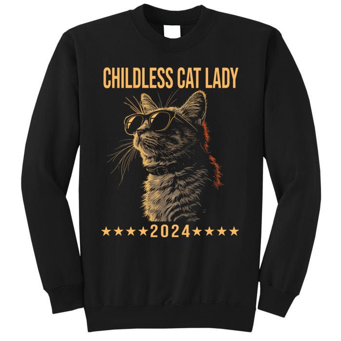 Retro Childless Cat Lady 2024 Ladies Voting Election Tall Sweatshirt