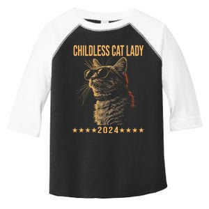 Retro Childless Cat Lady 2024 Ladies Voting Election Toddler Fine Jersey T-Shirt