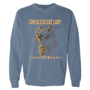 Retro Childless Cat Lady 2024 Ladies Voting Election Garment-Dyed Sweatshirt