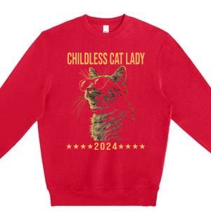 Retro Childless Cat Lady 2024 Ladies Voting Election Premium Crewneck Sweatshirt