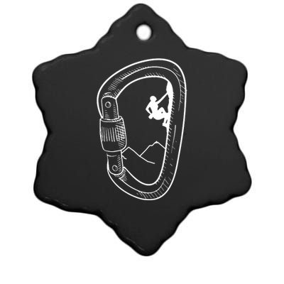 Rock Climbing Carabiner Mountain Tee Climber Gift Ceramic Star Ornament