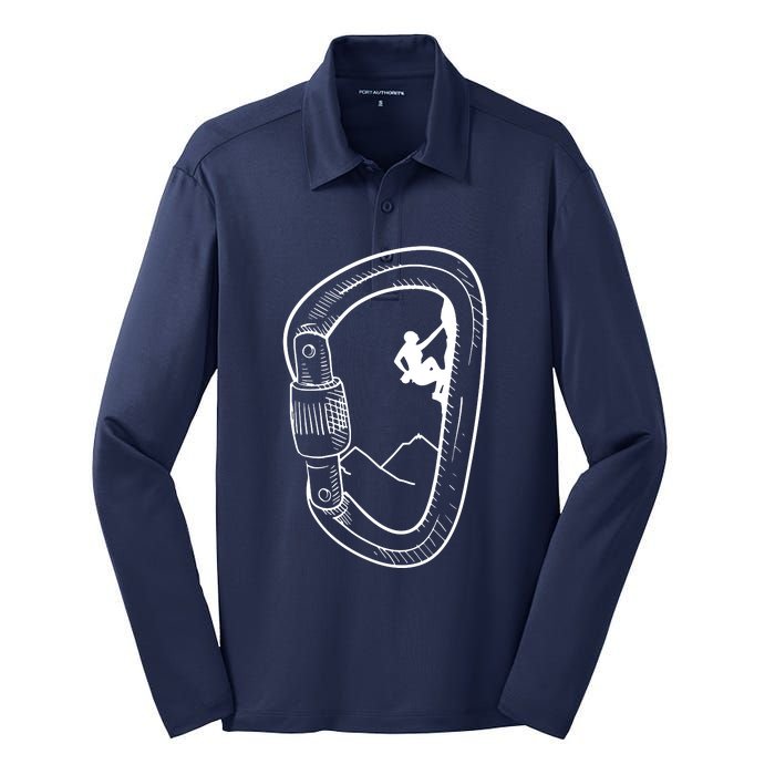 Rock Climbing Carabiner Mountain Tee Climber Gift Silk Touch Performance Long Sleeve Polo