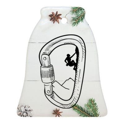 Rock Climbing Carabiner Mountain Tee Climber Gift Ceramic Bell Ornament