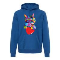 Rainbow Cute Cat Hugging Valentine Heart Kitty Love Cat Meaningful Gift Premium Hoodie