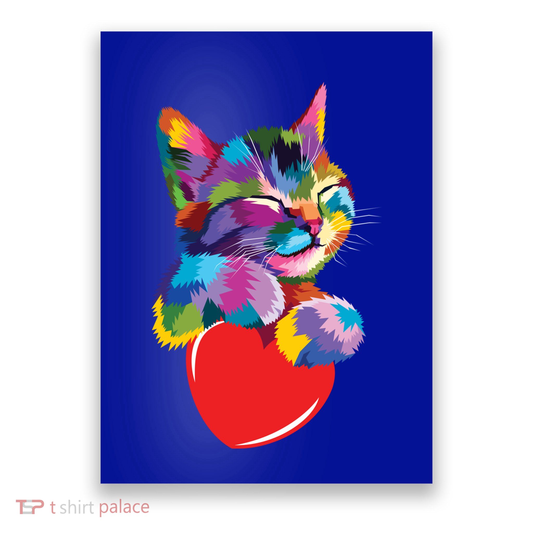 Rainbow Cute Cat Hugging Valentine Heart Kitty Love Cat Meaningful Gift Poster
