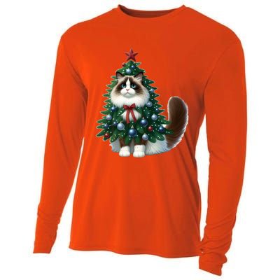 Ragdoll Cat Christmas Tree Costume Gift Cooling Performance Long Sleeve Crew