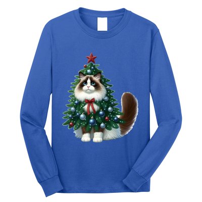 Ragdoll Cat Christmas Tree Costume Gift Long Sleeve Shirt