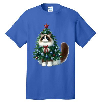 Ragdoll Cat Christmas Tree Costume Gift Tall T-Shirt