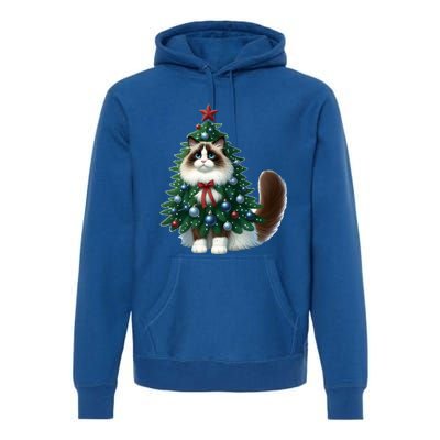 Ragdoll Cat Christmas Tree Costume Gift Premium Hoodie