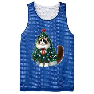 Ragdoll Cat Christmas Tree Costume Gift Mesh Reversible Basketball Jersey Tank