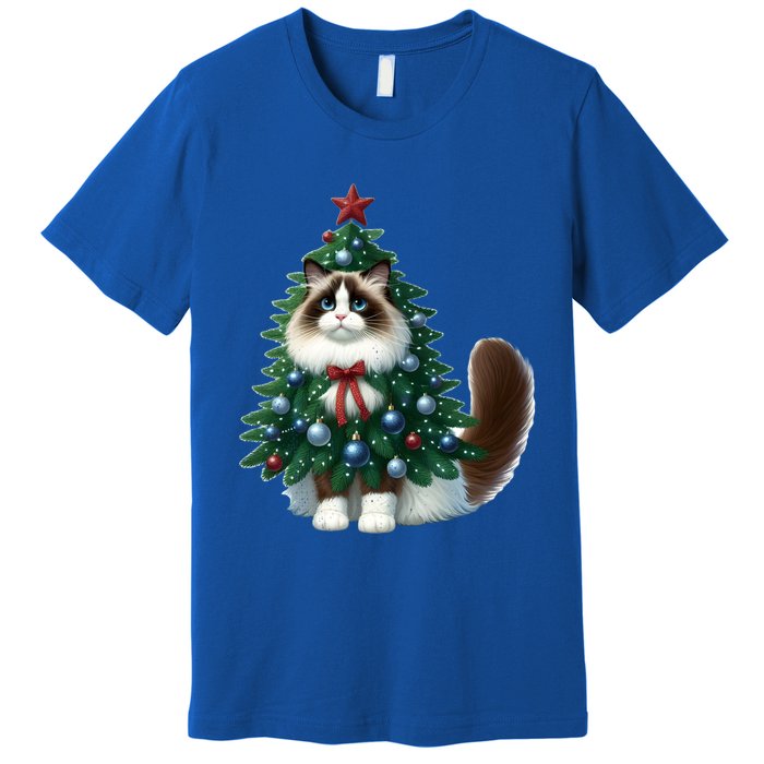 Ragdoll Cat Christmas Tree Costume Gift Premium T-Shirt