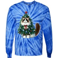 Ragdoll Cat Christmas Tree Costume Gift Tie-Dye Long Sleeve Shirt