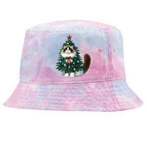 Ragdoll Cat Christmas Tree Costume Gift Tie-Dyed Bucket Hat