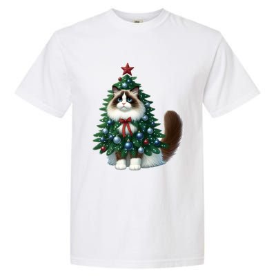 Ragdoll Cat Christmas Tree Costume Gift Garment-Dyed Heavyweight T-Shirt