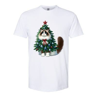 Ragdoll Cat Christmas Tree Costume Gift Softstyle CVC T-Shirt