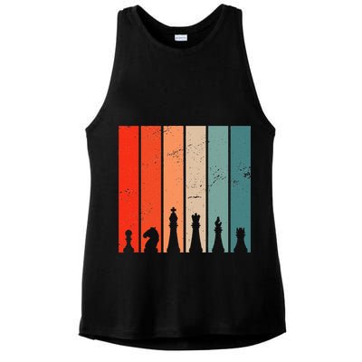 Retro Chess Chessboard Chess Character Chess Pieces Ladies PosiCharge Tri-Blend Wicking Tank