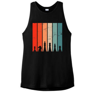 Retro Chess Chessboard Chess Character Chess Pieces Ladies PosiCharge Tri-Blend Wicking Tank