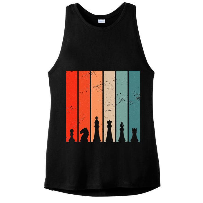 Retro Chess Chessboard Chess Character Chess Pieces Ladies PosiCharge Tri-Blend Wicking Tank