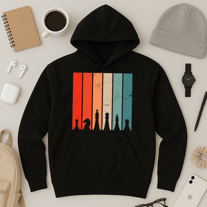 Retro Chess Chessboard Chess Character Chess Pieces Hoodie