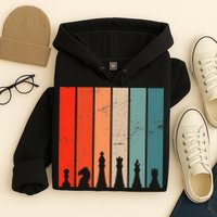 Retro Chess Chessboard Chess Character Chess Pieces Hoodie