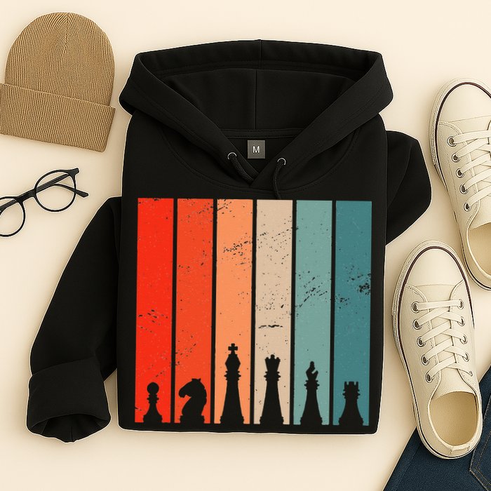 Retro Chess Chessboard Chess Character Chess Pieces Hoodie