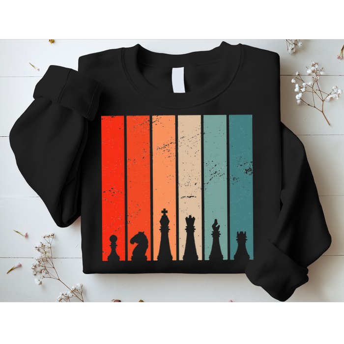 Retro Chess Chessboard Chess Character Chess Pieces Sweatshirt