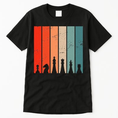 Retro Chess Chessboard Chess Character Chess Pieces Tall T-Shirt