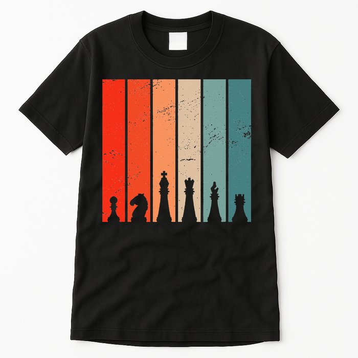 Retro Chess Chessboard Chess Character Chess Pieces Tall T-Shirt