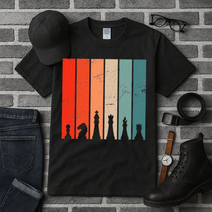Retro Chess Chessboard Chess Character Chess Pieces Tall T-Shirt